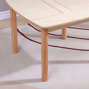 Children's table with storage space Ricki HM18339.01 MDF and birch wood in natural color 65X65X47 cm.
