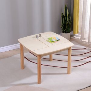 Children's table with storage space Ricki HM18339.01 MDF and birch wood in natural color 65X65X47 cm.