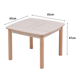 Children's table with storage space Ricki HM18339.01 MDF and birch wood in natural color 65X65X47 cm.