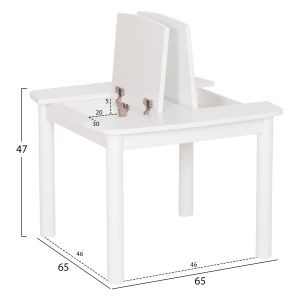 Children's table with storage space Ricki HM18339.03 MDF and birch wood in white 65X65X47 cm.