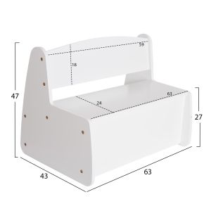 Children's bench with storage compartment Ricki HM18342.03 MDF and plywood in white 63X43X47 cm.