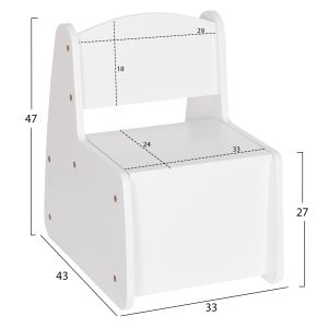 Children's chair with storage space Ricki HM18343.03 plywood/MDF in white 33X43X47 cm.