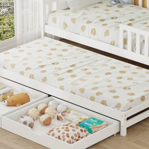 Детско легло с матраци и чекмеджета Phyllis HM21323.03 борова дървесина в бяло 206X97X166ВСМ.