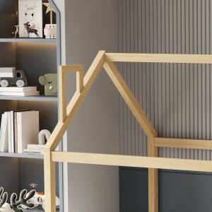 Детско легло с парапети Houser HM706.01 T.montessori масивна борова дървесина в натурален цвят - 190X90СМ.