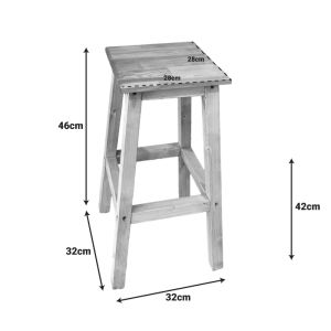 Дървена табуретка Waroby в естествен цвят 32x32x46см