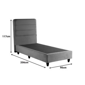 Единично легло Linteda антрацит кадифе 90x200см