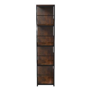 Етажерка за книги Bocklet, рустик, кафяво-черна, метална, 80x33x149 см