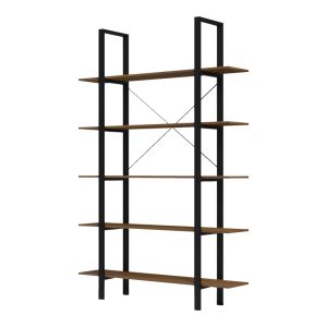 Етажерка за книги Varous орех-черен метал 120x28x180см