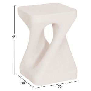 Квадратна табуретка Santorini HM18337 полирезин - черно бял 30X30X45ВСМ.