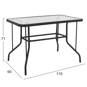 Garden dining set of 5 pieces Adam HM10727.03 metal chairs and table 110X60 cm. black