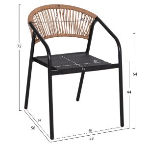 Garden dining set of 5 pieces Adam HM10727.03 metal chairs and table 110X60 cm. black