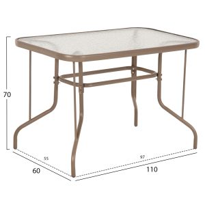 Garden dining set of 5 pieces Adam HM10727.04 metal chairs and table 110X60 cm. champagne color