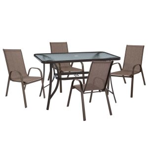 5-piece garden dining set Bravo HM10900.12 -- table and 4 chairs 120X70 cm. - brown