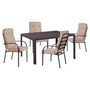 5-piece garden dining set Endika HM21011 dining chairs with cushions and table 150X90 cm. brown