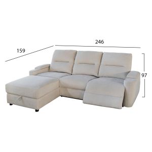 Комплект диван-релакс фотьойл Synthia HM10735.01 бежов плат--електрикаторско регулиране [l]