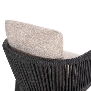 Table and chairs set 6 seats Absolution SM21351 gray aluminum rope - olefin in beige color