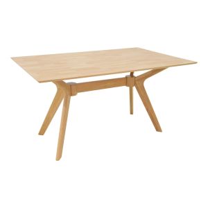 Raffles 5-piece table and chair set, rubber wood with natural polyrattan 150x90x76cm