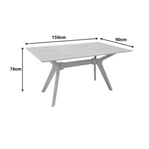 Raffles 7-piece table and chair set, rubber wood with natural-colored polyrattan 150x90x76cm