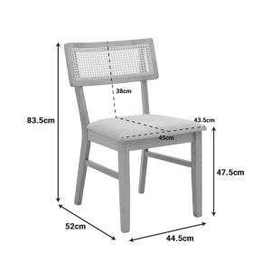 Raffles 7-piece table and chair set, rubber wood with natural-colored polyrattan 150x90x76cm