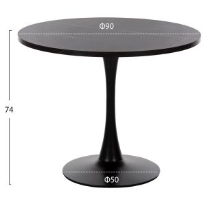 3-piece table and chair set Rollo HM21389 round table - 2 dining chairs in black