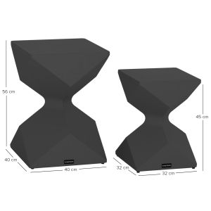 Set of 2 side tables Zander SM10719.01 aluminum in gray 40X40 cm. and 32X32 cm.