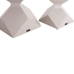 Set of 2 Zander SM10719.02 aluminum side tables in cream white 40X40 cm and 32X32 cm.