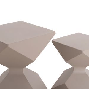 Set of 2 side tables Zander SM10719.04 aluminum in beige 40X40 cm. and 32X32 cm.