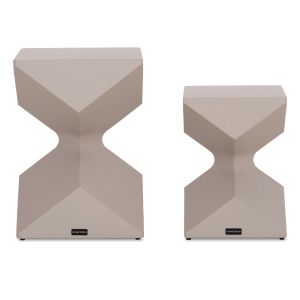 Set of 2 side tables Zander SM10719.04 aluminum in beige 40X40 cm. and 32X32 cm.