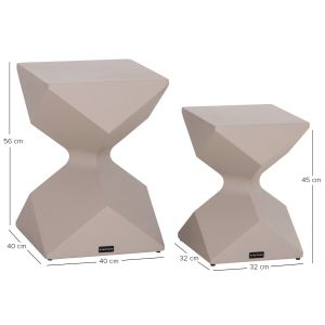 Set of 2 side tables Zander SM10719.04 aluminum in beige 40X40 cm. and 32X32 cm.