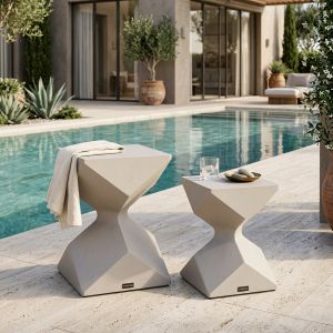Set of 2 side tables Zander SM10719.04 aluminum in beige 40X40 cm. and 32X32 cm.
