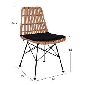 Set of 5 pieces Allegra made of rattan with table 140X80X78 cm. beige and black color HM10491