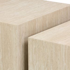 Set of 2 table supports Coffina MDF with travertine look