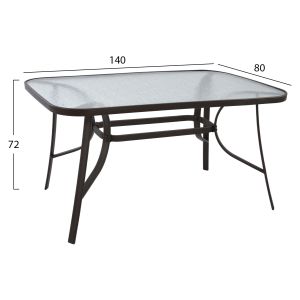 5-piece dining table set HM10562.01 with table 150X90X72 cm. made of metal, brown