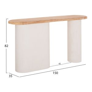 Santorini console HM18338 fir table top with MDF base in pure white color 150X35X82HCM.
