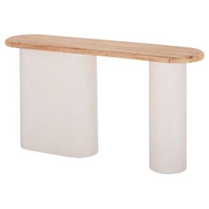 Santorini console HM18338 fir table top with MDF base in pure white color 150X35X82HCM.