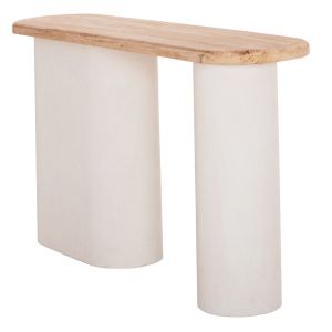 Santorini console HM18338 fir table top with MDF base in pure white color 150X35X82HCM.