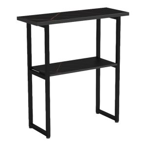 Solain console with black marble effect - black metal 79x29x85cm