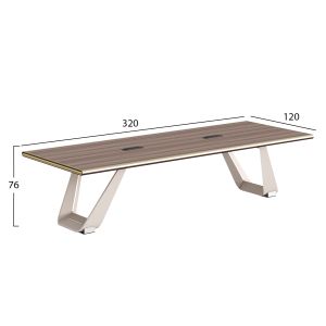 Conference table Superon HM2144 melamine in natural wood color -- metal legs in beige 320X120X76 cm.