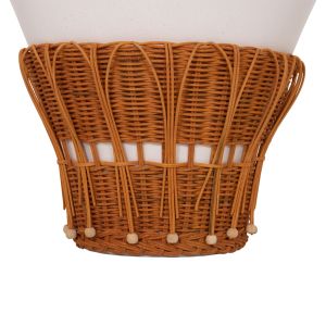 ROUND SIDE TABLE PERRAL HM18164.02S FIBER CEMENT IN WHITE COLOR - NATURAL RATTAN - D42X36HCM.