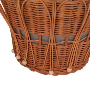 ROUND SIDE TABLE PERRAL HM18164.03S FIBRO CEMENT IN GREY - NATURAL RATTAN - D42X36HCM.