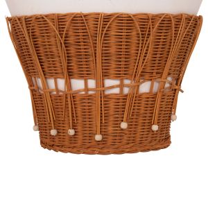ROUND COFFEE TABLE PERRAL HM18164.02L FIBERCEMENT IN WHITE COLOR - NATURAL RATTAN - D55X45HCM.