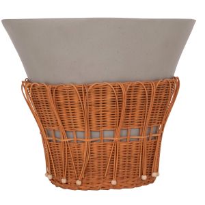 ROUND COFFEE TABLE PERRAL HM18164.03L FIBER CEMENT IN GREEN-GRAY - NATURAL RATTAN - D55X45HCM.