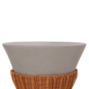 ROUND COFFEE TABLE PERRAL HM18164.03L FIBER CEMENT IN GREEN-GRAY - NATURAL RATTAN - D55X45HCM.