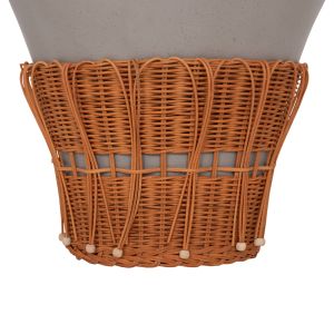 ROUND COFFEE TABLE PERRAL HM18164.03L FIBER CEMENT IN GREEN-GRAY - NATURAL RATTAN - D55X45HCM.