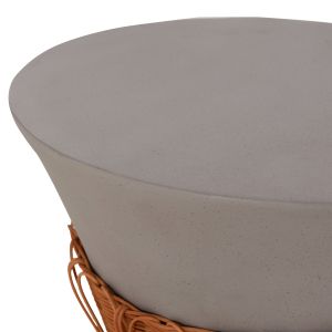 ROUND COFFEE TABLE PERRAL HM18164.03L FIBER CEMENT IN GREEN-GRAY - NATURAL RATTAN - D55X45HCM.