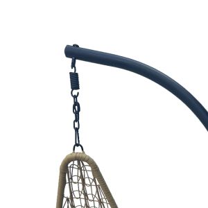 Nest swing with Soleil base, black metal - natural pera rattan with black cushion 120x95x195cm