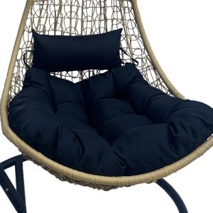 Nest swing with Soleil base, black metal - natural pera rattan with black cushion 120x95x195cm