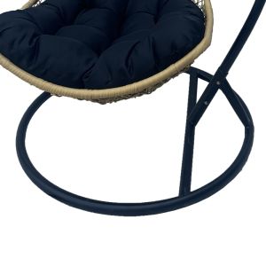 Nest swing with Soleil base, black metal - natural pera rattan with black cushion 120x95x195cm