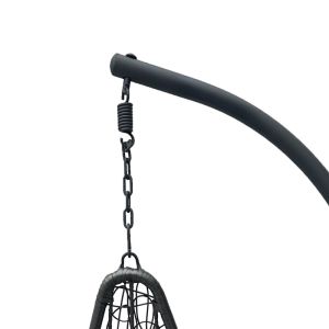 Nest swing with Soleil base, black metal - natural pera rattan with black cushion 120x95x195cm