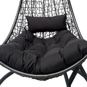 Nest swing with Soleil base, black metal - natural pera rattan with black cushion 120x95x195cm